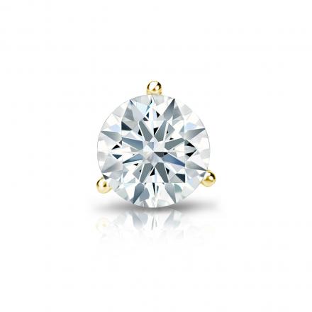 Natural Diamond Single Stud Earring Hearts & Arrows 0.63 ct. tw. (H-I, I1-I2) 14k Yellow Gold 3-Prong Martini
