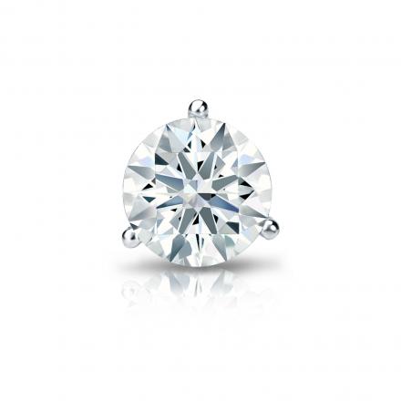 Natural Diamond Single Stud Earring Hearts & Arrows 0.75 ct. tw. (F-G, VS1-VS2) 18k White Gold 3-Prong Martini