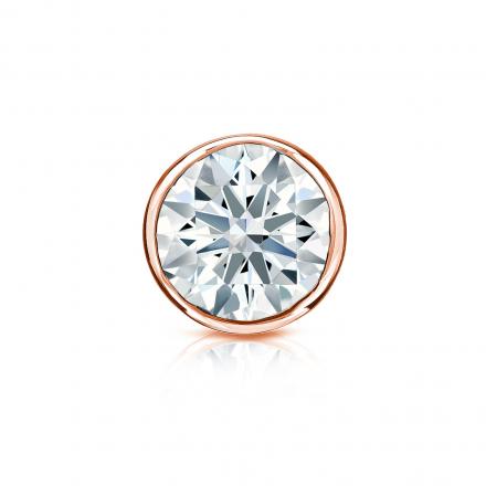 Natural Diamond Single Stud Earring Hearts & Arrows 0.75 ct. tw. (F-G, I1-I2, Ideal) 14k Rose Gold Bezel