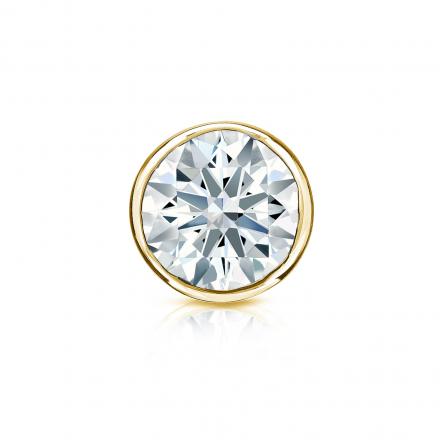 Natural Diamond Single Stud Earring Hearts & Arrows 0.75 ct. tw. (G-H, SI1-SI2) 14k Yellow Gold Bezel
