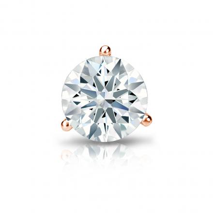 Natural Diamond Single Stud Earring Hearts & Arrows 1.00 ct. tw. (F-G, I1-I2, Ideal) 14k Rose Gold 3-Prong Martini