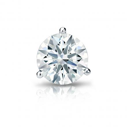 Natural Diamond Single Stud Earring Hearts & Arrows 1.00 ct. tw. (H-I, I1-I2) 14k White Gold 3-Prong Martini