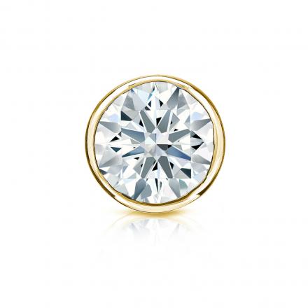 Natural Diamond Single Stud Earring Hearts & Arrows 1.00 ct. tw. (F-G, VS2, Ideal) 14k Yellow Gold Bezel