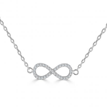 Sterling Silver Diamond Simulant Infinity Necklace