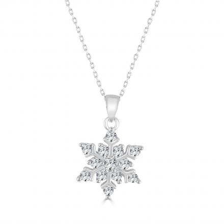 Sterling Silver CZ Snowflake Wonders of the Season Necklace