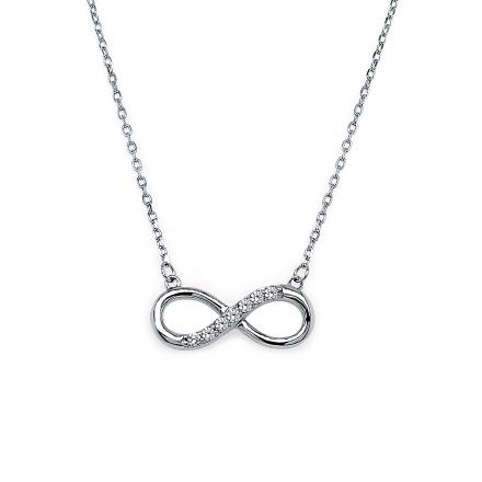 Sterling Silver Diamond Simulant Infinity Necklace