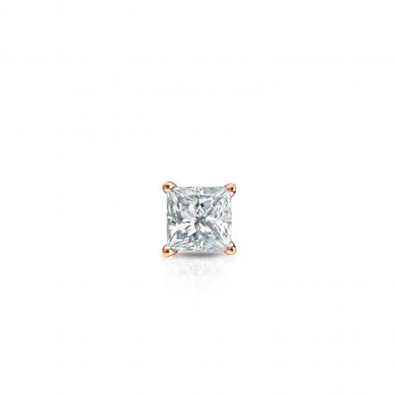 Natural Diamond Single Stud Earring Princess 0.13 ct. tw. (G-H, SI1) 14k Rose Gold 4-Prong Basket