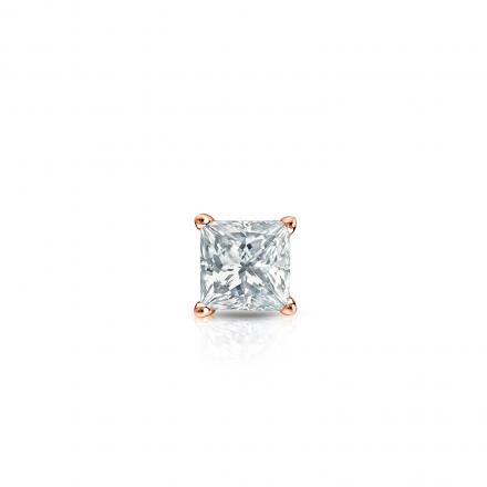 Natural Diamond Single Stud Earring Princess 0.17 ct. tw. (H-I, SI1-SI2) 14k Rose Gold 4-Prong Basket