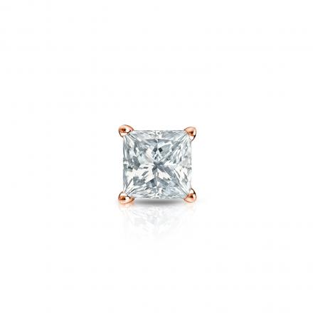 Natural Diamond Single Stud Earring Princess 0.20 ct. tw. (H-I, SI1-SI2) 14k Rose Gold 4-Prong Basket