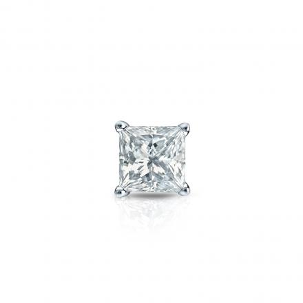 Natural Diamond Single Stud Earring Princess 0.20 ct. tw. (I-J, I1-I2) 18k White Gold 4-Prong Basket