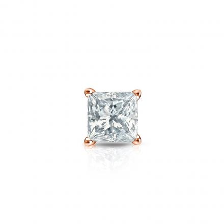 Natural Diamond Single Stud Earring Princess 0.25 ct. tw. (I-J, I1) 14k Rose Gold 4-Prong Basket