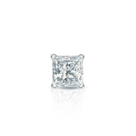 Natural Diamond Single Stud Earring Princess 0.25 ct. tw. (G-H, VS1-VS2) 14k White Gold 4-Prong Martini