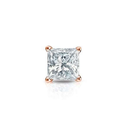 Natural Diamond Single Stud Earring Princess 0.38 ct. tw. (H-I, SI2) 14k Rose Gold 4-Prong Basket