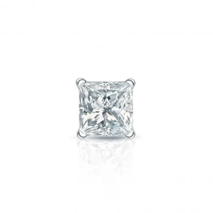 Natural Diamond Single Stud Earring Princess 0.38 ct. tw. (H-I, SI1-SI2) 18k White Gold 4-Prong Martini