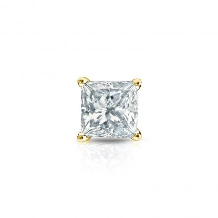 Certified 14k Yellow Gold 4-Prong Basket Princess-Cut Diamond Single Stud Earring 0.50 ct. tw. (G-H, VS1-VS2)