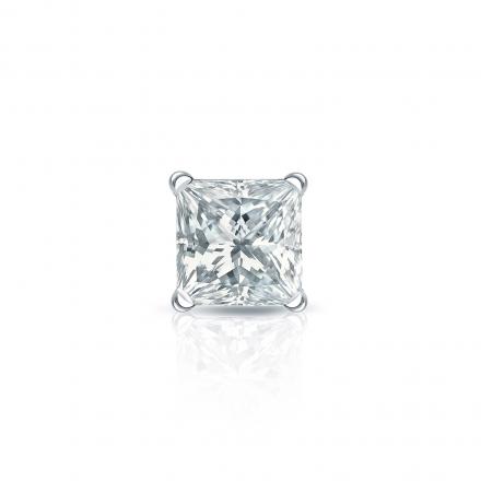 Natural Diamond Single Stud Earring Princess 0.50 ct. tw. (H-I, SI1-SI2) 14k White Gold 4-Prong Martini