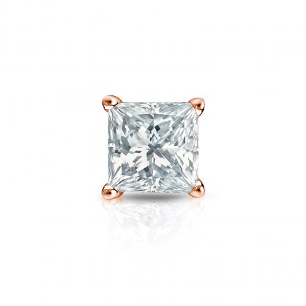 Natural Diamond Single Stud Earring Princess 0.63 ct. tw. (I-J, I1) 14k Rose Gold 4-Prong Basket