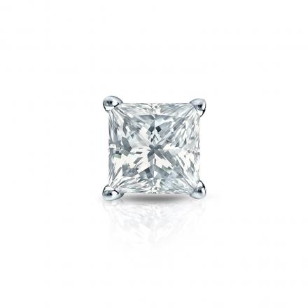 Natural Diamond Single Stud Earring Princess 0.63 ct. tw. (H-I, SI1-SI2) 18k White Gold 4-Prong Basket