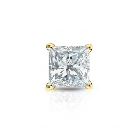 Natural Diamond Single Stud Earring Princess 0.63 ct. tw. (I-J, I1-I2) 14k Yellow Gold 4-Prong Basket