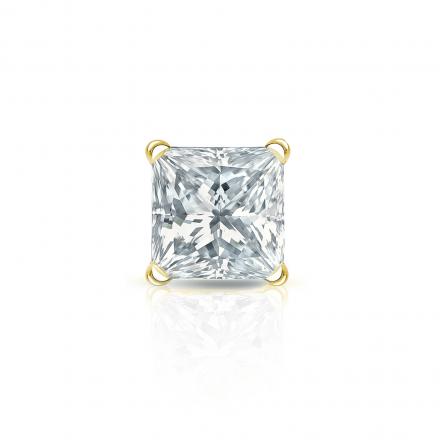 Natural Diamond Single Stud Earring Princess 0.63 ct. tw. (I-J, I1-I2) 18k Yellow Gold 4-Prong Martini