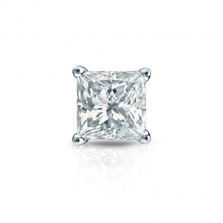 Natural Diamond Single Stud Earring Princess 0.75 ct. tw. (G-H, VS1-VS2) 18k White Gold 4-Prong Basket