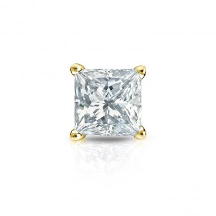 Natural Diamond Single Stud Earring Princess 0.75 ct. tw. (I-J, I1) 18k Yellow Gold 4-Prong Basket