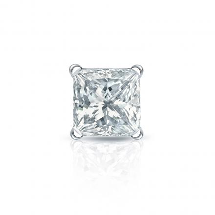 Natural Diamond Single Stud Earring Princess 0.75 ct. tw. (I-J, I1-I2) 14k White Gold 4-Prong Martini