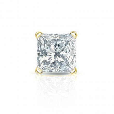 Certified 14k Yellow Gold 4-Prong Martini Princess-Cut Diamond Single Stud Earring 1.50 ct. tw. (I-J, I1)