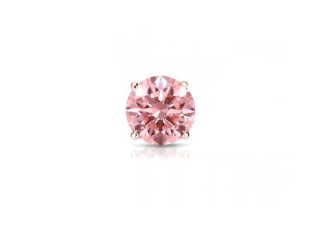 Lab Grown Diamond Single Stud Earring Round Pink 1.50 ct.tw 14k Rose Gold 4-Prong Basket