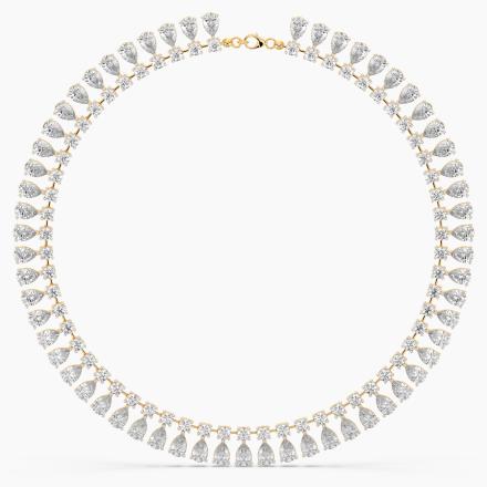 Lab Grown Diamond Round and Pear Fashion Necklace (28.00 cttw.) in 14K Yellow Gold, 16 Inch