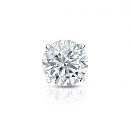 GIA Certified Round Diamond Single Stud Earring in Platinum 4-Prong Basket