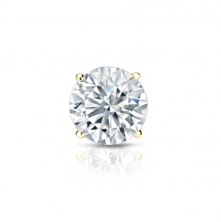 IGI Certified Round Lab Grown Diamond Single Stud Earring in 18k Yellow Gold 4-Prong Basket