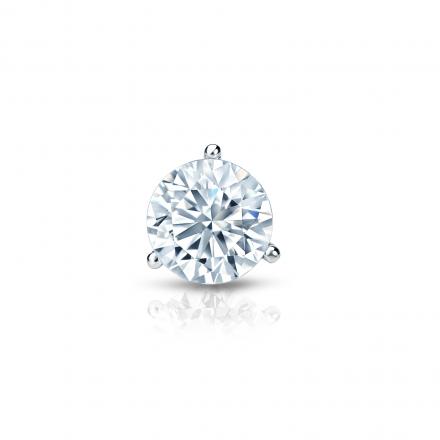 GIA Certified Round Diamond Single Stud Earring in 14k White Gold 3-Prong Martini