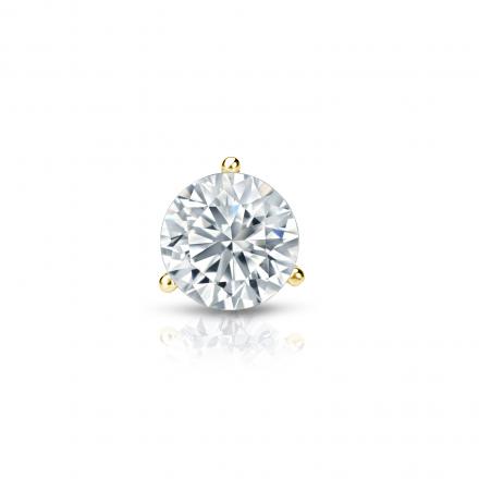 IGI Certified Round Lab Grown Diamond Single Stud Earring in 14k Yellow Gold 3-Prong Martini