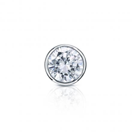 GIA Certified Round Diamond Single Stud Earring in 18k White Gold Bezel
