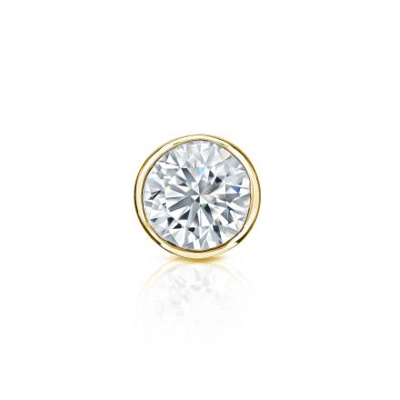 GIA Certified Round Diamond Single Stud Earring in 18k Yellow Gold Bezel