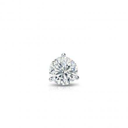 Natural Diamond Single Stud Earring Round 0.17 ct. tw. (G-H, SI2) 18k White Gold 3-Prong Martini