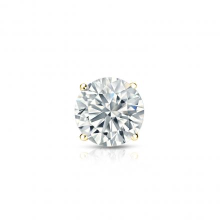 Certified 14k Yellow Gold 4-Prong Basket Round Diamond Single Stud Earring 0.50 ct. tw. (H-I, SI1-SI2)