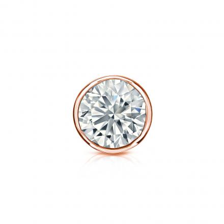 Certified 14k Rose Gold Bezel Round Diamond Single Stud Earring 0.50 ct. tw. (G-H, VS1-VS2)
