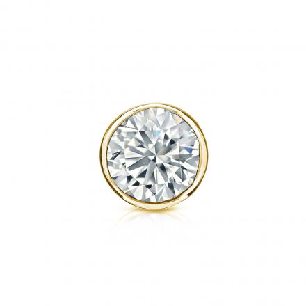 Certified 18k Yellow Gold Bezel Round Diamond Single Stud Earring 0.50 ct. tw. (G-H, VS1-VS2)