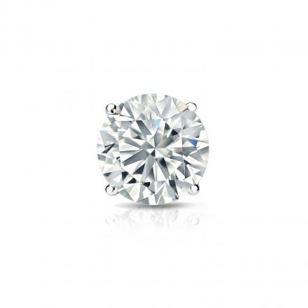 Certified 14k White Gold 4-Prong Basket Round Diamond Single Stud Earring 0.63 ct. tw. (H-I, SI1-SI2)