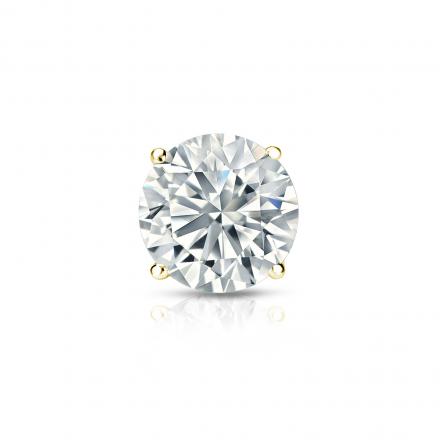 Natural Diamond Single Stud Earring Round 0.63 ct. tw. (H-I, SI1-SI2) 14k Yellow Gold 4-Prong Basket