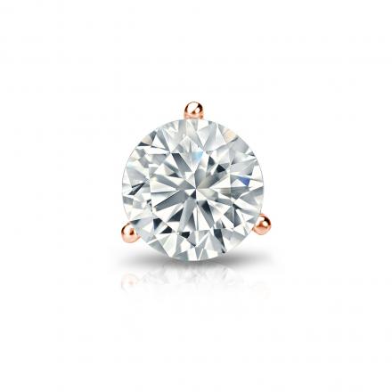Natural Diamond Single Stud Earring Round 0.63 ct. tw. (G-H, SI2) 14k Rose Gold 3-Prong Martini
