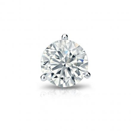 Natural Diamond Single Stud Earring Round 0.63 ct. tw. (H-I, SI1-SI2) 18k White Gold 3-Prong Martini
