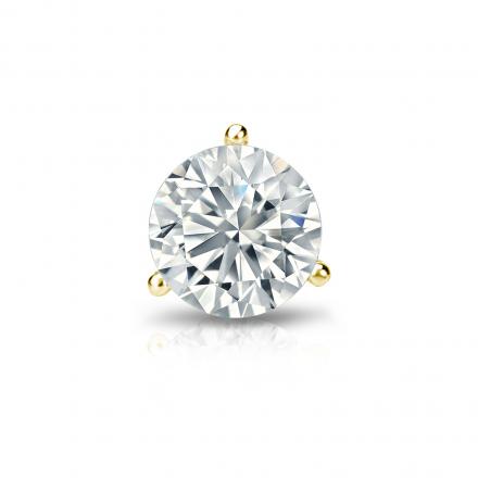 Natural Diamond Single Stud Earring Round 0.63 ct. tw. (G-H, SI2) 18k Yellow Gold 3-Prong Martini