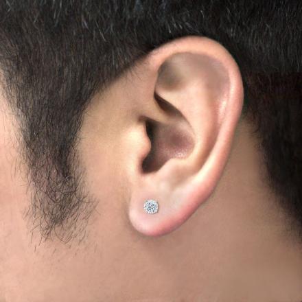 Lab Grown Single Diamond Stud Earring Round 0.80 ct. tw. (H-I, VS) in 14k White Gold Bezel
