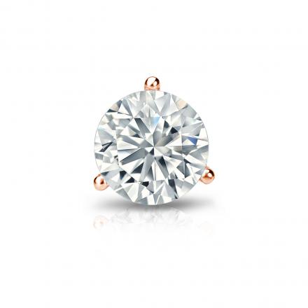 Natural Diamond Single Stud Earring Round 0.75 ct. tw. (G-H, SI2) 14k Rose Gold 3-Prong Martini