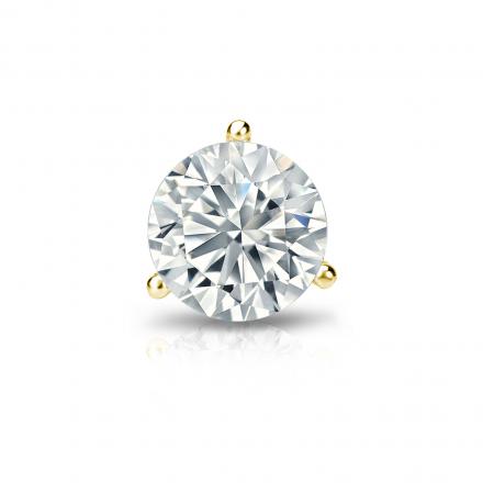 Natural Diamond Single Stud Earring Round 0.75 ct. tw. (G-H, SI2) 14k Yellow Gold 3-Prong Martini