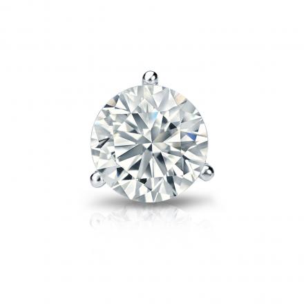 Natural Diamond Single Stud Earring Round 0.87 ct. tw. (I-J, I1-I2) 14k White Gold 3-Prong Martini