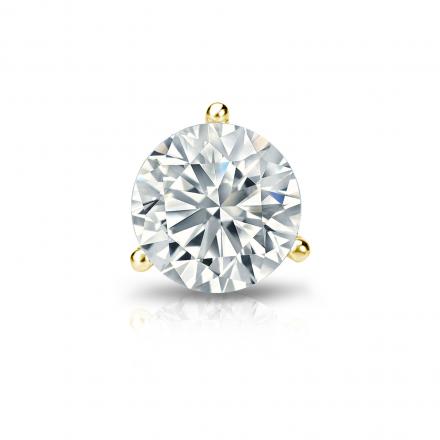 Natural Diamond Single Stud Earring Round 0.87 ct. tw. (G-H, SI2) 14k Yellow Gold 3-Prong Martini